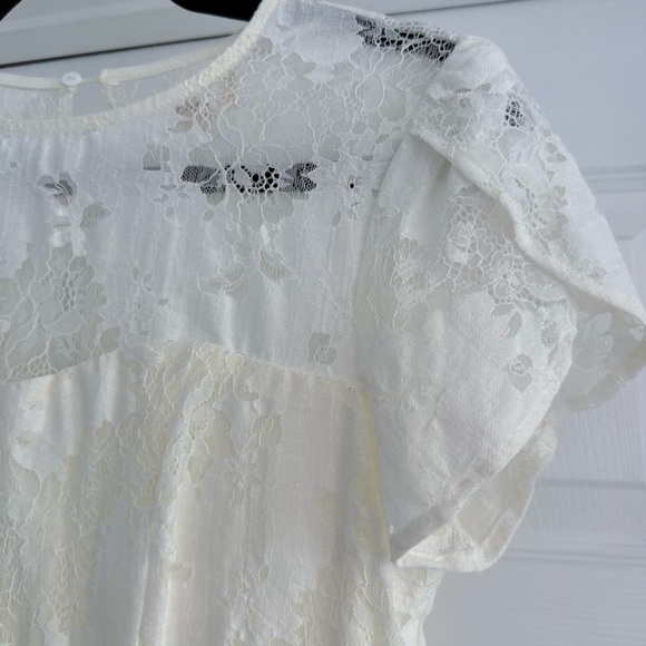 LENA White Lace Dress Size S Cap Sleeve Mini Bridal Rehearsal Cute Feminine - Picture 9 of 13